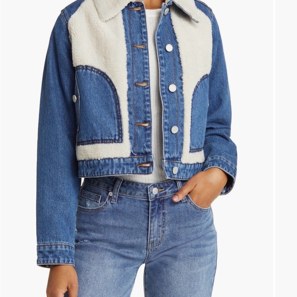 Blank NYC Blue and Cream Jean Jacket